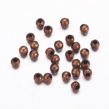 Round Spacer Beads, Cadmium Free & Nickel Free & Lead Free, Iron, Red Copper, about 2mm in diameter, hole: 0.8mm