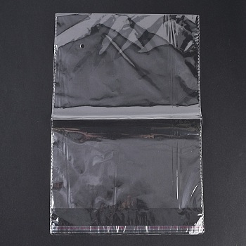 Rectangle OPP Cellophane Bags, Top Self Seal Bags, with hole, Clear, 34x22x0.01cm, Inner Size: 30.1x22cm