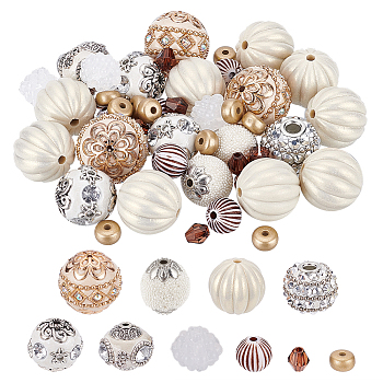 DIY Beads Jewelry Making Finding Kit, Including Handmade Indonesia & Acrylic Beads, Round & Disc & Bicone & Pumpkin, Mixed Color, 62Pcs/box
