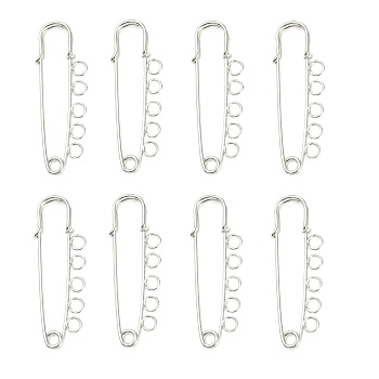 Iron Safety Brooch Findings, Kilt Pins, Platinum, 50x16.5x4.5mm, Hole: 3.5mm
