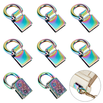 WADORN 8Pcs Zinc Alloy Bag D-Ring Suspension Clasps, Bag Replacement Accessories, with Screws, Rainbow Color, 3.7cm