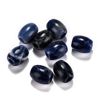 Natural Sodalite European Beads, Large Hole Beads, Barrel, 15~17x12~13.5mm, Hole: 4.5~5mm