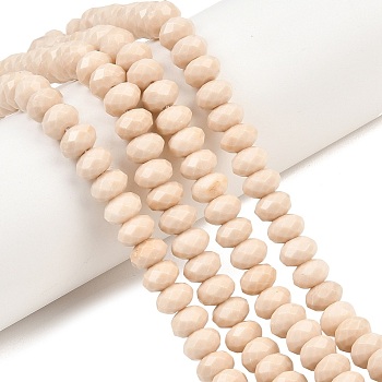 Natural Petrified Wood Beads Strands, Rondelle, Faceted, 8~8.5x5~6mm, Hole: 1mm, about 68~76pcs/strand, 14.96~15.35''(38~39cm)