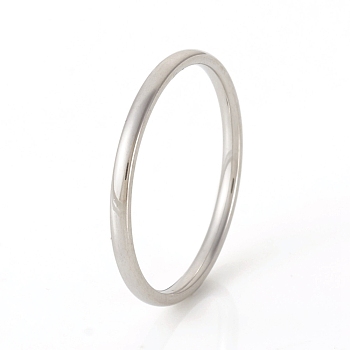 201 Stainless Steel Plain Band Rings, Stainless Steel Color, US Size 6(16.5mm), 1.5mm