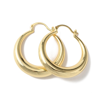 Brass Hoop Earrings for Woman, Real 18K Gold Plated, 43x39x8mm, Pin: 1~1.5x0.6mm