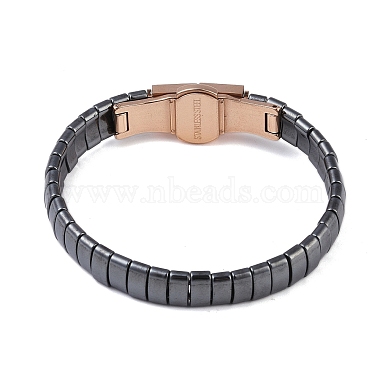 Ion Plating(IP) Synthetic Non-Magnetic Hematite Beaded Bracelets for Men(BJEW-E102-01RG)-2