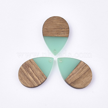 Turquoise Teardrop Resin+Wood Pendants