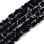 Opaque Glass Beads Strands, Triangle, Faceted, Black, 2~2.5x3.5~4x3.5~4mm, Hole: 0.8~0.9mm, about 126~132pcs/strand, 13.78~14.96''(35~38cm)(GLAA-N019-3mm-21)