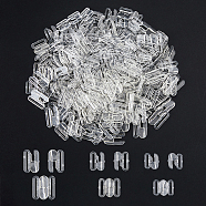 120Pcs 3 Styles Plastic Bikini Clips, Bra Clasp Replacement Part, Lingerie Front Closure, Clear, 17~20x13.5~19x2.7~3.5mm, Inner Diameter: 10~15.7x1.6~1.7mm(FIND-FH0009-19)