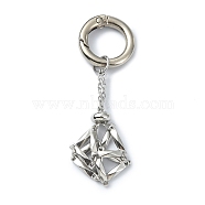 304 Stainless Steel Pouch Keychains, with Alloy Spring Ring Clasps, Stainless Steel Color, 64mm(HJEW-JM01301-01)