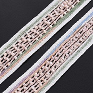 Nylon Ribbon, with Glass Seed Beads, Misty Rose, 3/4 inch(19~20mm)(SRIB-N005-001C)