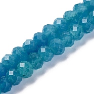 Natural Amazonite Dyed Beads Strands, Faceted, Rondelle, Deep Sky Blue, 8x6mm, Hole: 1mm, about 63~64pcs/strand, 14.96''~15.35''(38~39cm)(G-K380-A03-01)