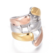 304 Stainless Steel Finger Rings, Stainless Steel Color & Golden & Rose Gold, Size 6~9, 16~19mm(RJEW-E162-07)