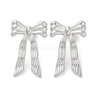 304 Stainless Steel Bowknow Stud Earrings, Silver, 28x18mm(EJEW-D281-14S)