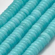 Natural White Jade Heishi Beads Strands, Disc/Flat Round, Dyed, Medium Turquoise, 10x2.5~3mm, Hole: 1mm, about 128pcs/strand, 14.96 inch(G-K208-21-10mm)