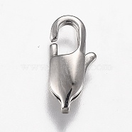 316 Surgical Stainless Steel Lobster Claw Clasps, Manual Polishing, Stainless Steel Color, 15x7x3.5mm, Hole: 2x1.5mm(STAS-Z013-02A)