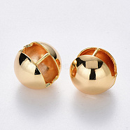 Brass Ball Clip-on Earrings, Nickel Free, Real 18K Gold Plated, 14.5x15.5mm, Pin: 1mm(KK-T049-22G-NF)