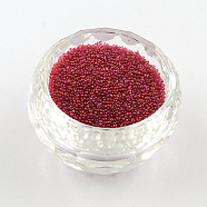 AB-Color Plated DIY 3D Nail Art Decoration Mini Glass Beads, Tiny Caviar Nail Beads, FireBrick, 0.6~0.8mm(X-MRMJ-R038-D11)