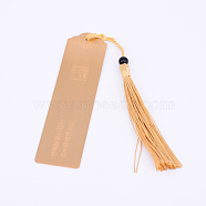 Brass Brushed Bookmarks, with Chinese Tassel Pendant Decoration & Chinese Poems, Sandy Brown, Golden, 215mm(AJEW-WH0167-94)