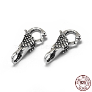 Thailand 925 Sterling Silver Lobster Claw Clasps, Swan, Antique Silver, 26x13x7.5mm, Hole: 5mm(STER-L057-007AS)