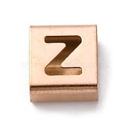 Ion Plating(IP) 304 Stainless Steel Square Slide Charms, Rose Gold, Letter Z, 9x8x4mm, Hole: 3.5x8.5mm(STAS-L132-18Z-RG)