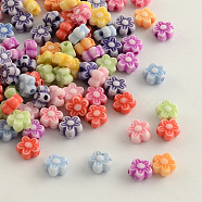 Craft Style Acrylic Beads, Flower, Mixed Color, 7x4mm, Hole: 1.5mm, about 6000pcs/500g(MACR-Q157-M24)