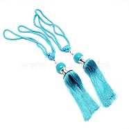 (Clearance Sale)Polyester Curtain Tiebacks, with Tassel, Cyan, 650x53mm(AJEW-WH0168-04A)