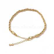 Rack Plating Brass Rope Chain Bracelet for Women, Golden, 7-1/8 inch(18.1cm)(BJEW-C020-11A-G)