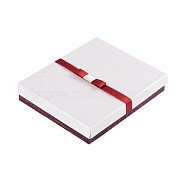 Rectangle Jewelry Set Cardboard Boxes, with Sponge and Ribbon, White, 16x13x3cm(X-CBOX-N007-01A)