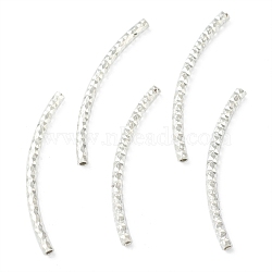 Brass Tube Beads, Long-Lasting Plated, Curved Beads, Tube, 925 Sterling Silver Plated, 30x2mm, Hole: 1mm(KK-Y003-86G-S)