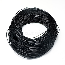 Round Cowhide Leather Cord, Leather Rope String for Bracelets Necklaces, Black, 5mm, about 100yard/bundle(WL-Q007-5mm-2)