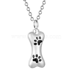 Non-Tarnish Stainless Steel Pendant Necklaces, Urn Ashes Necklaces, Dog Bone, Stainless Steel Color, 21.65 inch(55cm)(PW-WG52288-02)