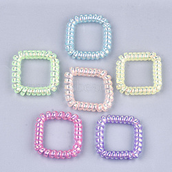 Plastic Telephone Cord Elastic Hair Ties, Ponytail Holder, Square, Mixed Color, 46~50x46~50x9mm(OHAR-T006-24B)