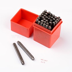 Iron Metal Stamps, Including Letter A~Z, Number 0~8 and Ampersand &, for Imprinting Metal, Plastic, Wood, Leather, Black, 60x6mm, 36pcs/box(AJEW-D019-03)