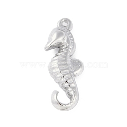 Non-Tarnish 304 Stainless Steel Pendants, Sea Horse Charms, Stainless Steel Color, 20.5x7.5x3.5mm, Hole: 1.2mm(STAS-L080-006P)