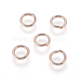 304 Stainless Steel Open Jump Rings, Rose Gold, 6x0.9mm, Inner Diameter: 4mm(X-STAS-O098-01RG-17)