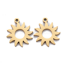 Ion Plating(IP) 201 Stainless Steel Pendants, Cut, Sun, Golden, 16.5x14x1mm, Hole: 1.4mm(STAS-Q240-068G)