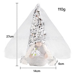 Valentine's Day Cloth Bride Gnome Dolls Figurines Display Decorations, for Wedding Decoration, White, 140x60x270mm(PW-WG71484-02)