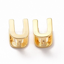 Initial Hoop Earrings for Women, Real 18K Gold Plated Letter Brass Earrings, Letter.U, 12.5x10x9.5mm, Pin: 0.8mm(EJEW-P194-01G-U)