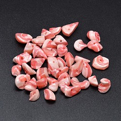 Dyed Natural Shell Nuggets Chips Beads, Light Coral, 9~14x6~10mm, Hole: 1mm, about 560pcs/500g(BSHE-O007-03F)