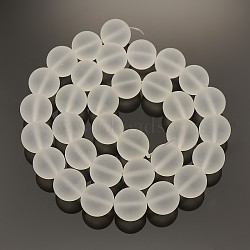 Frosted Transparent Round Glass Beads Strands, Clear, 12mm, Hole: 1mm, about 33pcs/strand, 15 inch(X-FGLA-P002-12mm-03)