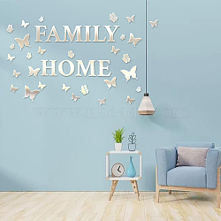 Custom Acrylic Wall Stickers, for Home Living Room Bedroom Decoration, Butterfly Pattern, Silver, 700x300mm(DIY-WH0249-014)