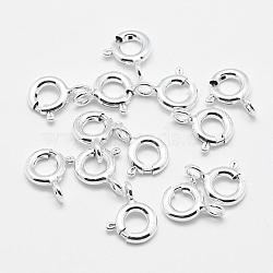 925 Sterling Silver Spring Ring Clasps, Silver, 9x6x1.5mm, Hole: 3mm(STER-G019-02-S01)