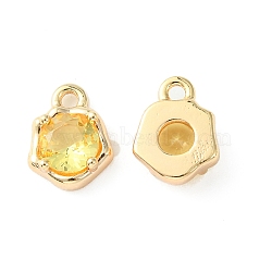 Brass Micro Pave Cubic Zirconia Charms, Irregular Shape Charm, Real 18K Gold Plated, Gold, 9x7x3mm, Hole: 1.4mm(KK-L208-10G-04)