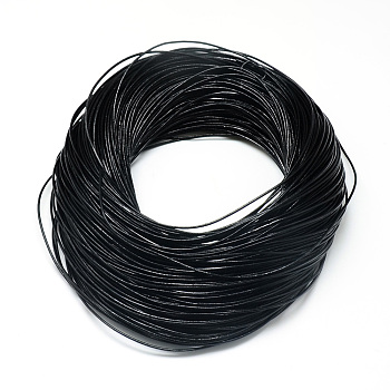 Round Cowhide Leather Cord, Leather Rope String for Bracelets Necklaces, Black, 5mm, about 100yard/bundle