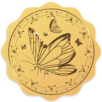 Self Adhesive Gold Foil Embossed Stickers, Medal Decoration Sticker, Butterfly Farm, 5x5cm