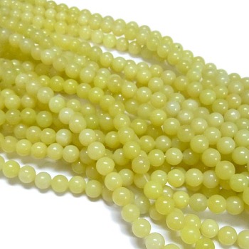 Natural Lemon Jade Beads Strands,  Round, Lemon Chiffon, 4mm, Hole: 0.8mm, about 97pcs/strand, 15.2 inch