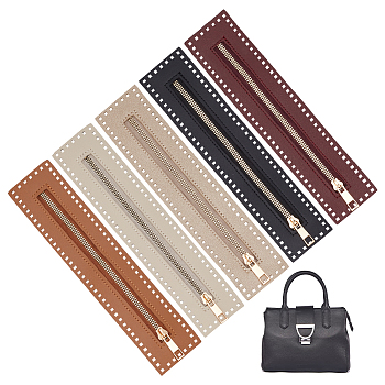 WADORN 5Pcs 5 Colors PU Imitation Leather Purse Zippers, Bag Replacement Accessories with Brass Zipper & Alloy Zipper Puller, Mixed Color, 27x5.5cm, 1pc/color