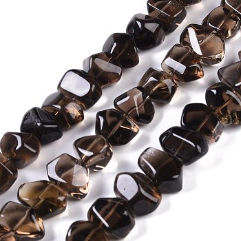 Natural Smoky Quartz Beads Strands, Nuggets, Grade A, 11~13x15.5~18.5x9.5~12.5mm, Hole: 1mm, 16.26~16.34''(41.3~41.5cm)