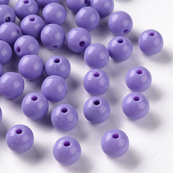 Opaque Acrylic Beads, Round, Lilac, 10x9mm, Hole: 2mm, about 940pcs/500g